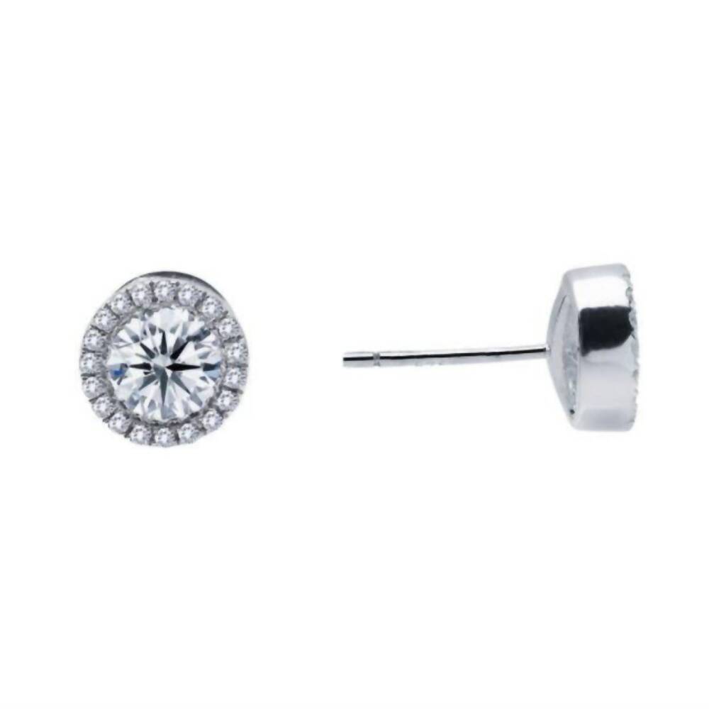 NEW LAFONN women's halo stud earrings in silver